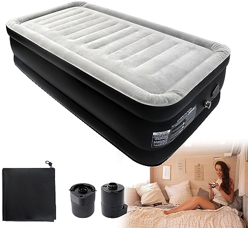 YRHome Luftmatratze Matratze Luftbett Selbstaufblasend Aufblasbare Matratze mit eingebauter Elektrischer Luftpumpe & Tasche Schnelles Aufblasen Gästebett für Camping für 1 Person, 187 x 90 x 46 cm
