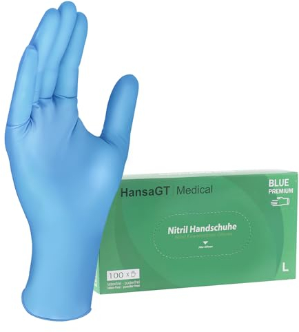 Einweghandschuhe Blau L 100 Stück Nitrilhandschuhe puderfrei, Handschuhe Einweg latexfrei, strapazierfähige reißfeste Gummihandschuhe, Einweghandschuhe für Kochen, Reinigen, Tattoo & Nagelpflege