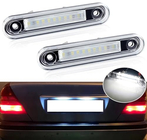 BHZNGD 18 SMD-Kennzeichenbeleuchtung, 2 Stück Canbus-Kennzeichenleuchten hinten, kompatibel mit Benz E-Klasse W124 190 W201 C-Klasse W202, 6500 K weiße Auto-Blinker