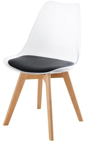 Riess Ambiente Design Stuhl Scandinavia MEISTERSTÜCK transparent schwarz Kunststoff Buchenholz Natur Küchenstuhl Esszimmerstuhl