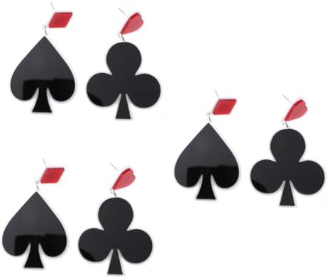 VALICLUD 3 Paare Spielkarten-Ohrringe Pokerohrring aus Acryl lustiger Tropfenohrring Kartenspielen deko Ohrringe Schmuck Ohrschmuck für Mädchen Hängend Anhänger Ohrclip Fräulein