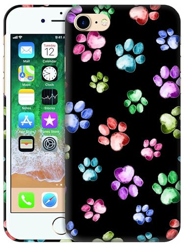 GlamCase for iPhone 7/8 / SE 2 / SE 3, iPhone 7/8 / SE 2 / SE 3 Case - Dog Cat Paw Watercolour Print Printed Slim Fit Cute Plastic Hard Designer Back Case for iPhone 7/8 / SE 2 / SE 3.