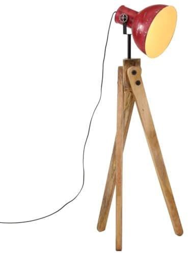 vidaXL Stehleuchte, Stehlampe mit E27-Fassung, Standleuchte für Wohnzimmer Esszimmer Büro, Leselampe Deckenfluter, Industrie-Stil, 25 W Rot