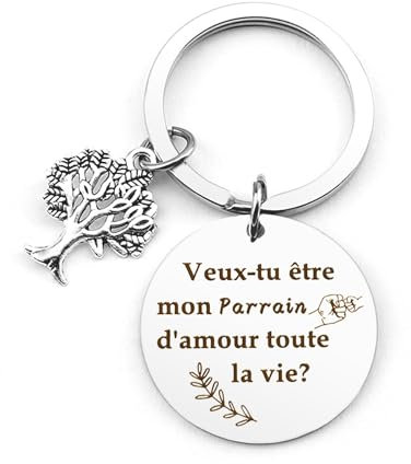 Bluckincle Cadeau Parrain, Porte-Clef Baptême, Veux-tu être mon parrain d'amour toute la vie
