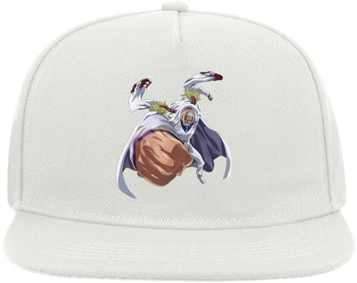 Atspauda Anime 237 Snapback Flat Visor Cotton Blend Cap White, weiß, Einheitsgröße