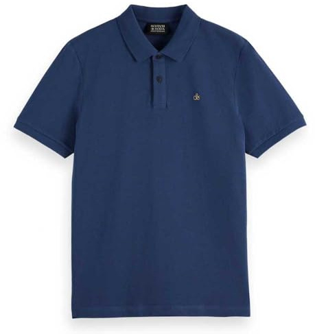 Scotch & Soda Men's Seasonal core-Cotton Pique Regular fit Polo Shirt, Atlantic Blue, XL