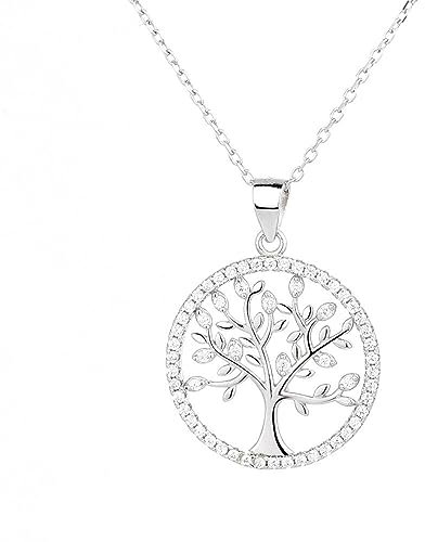 Aventia Silver S925 Tree Necklace, Tree of Life Pendant a Gift For Any Occasion (Silver)