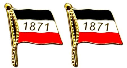 Anstecknadel Deutsches Kaiserreich Flagge, schwarz-weiß-rot, goldfarbene Umrandung, Pin als 2er Set