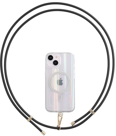 AHABIPERS Silicone Cordon Telephone Portable, Universelle Réglable Tour de Cou Telephone Avec Patchs, Lanière de Téléphone Portable pour iPhone/Samsung et Tous Les Smartphones - Gris Boulevard