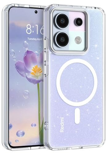 BENTOBEN Cover Magnetica per Xiaomi Redmi Note 13 Pro 5G, Compatibile con MagSafe, Glitter e Antimpronta Custodia, Sottile TPU Antigraffio Antiurto Xiaomi Redmi Note 13 Pro 5G Custodia, Trasparente