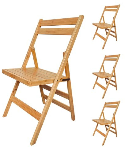 Mojawo 4er Set Bambusholz Klappstuhl Küchenstuhl Gästestuhl Natur - 78 x 40 cm - Küchen Stuhl klappbar aus FSC Holz