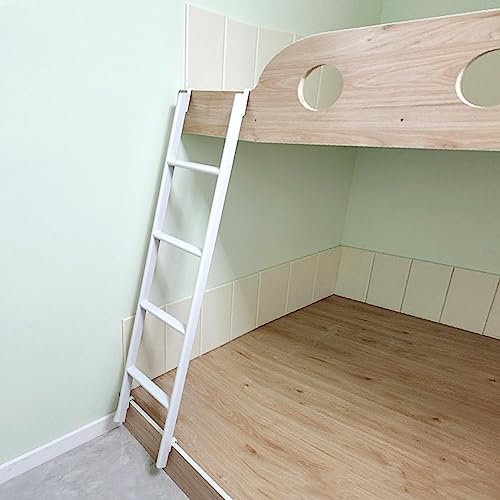 White Bunk Bed Ladder Adjustbale Step Ladder, Metal Bed Decoration Ladder for RV Bed Dorm Bed & Loft Bed, Universal Bunk Replacement Ladder))