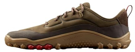 VIVOBAREFOOT Tracker Leather Low Mens Barefoot Hiking | Waterproof, Lightweight & Puncture Resistant | All Weather & Terrains | Wide Fit Grounding Shoes | Bracken