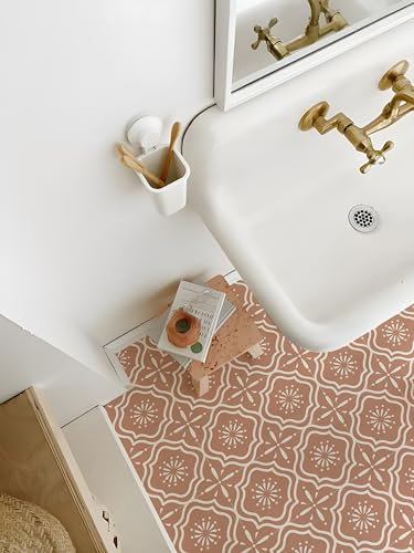 Mosaikfliesen Beige Blume Fliesenaufkleber PVC Hitzebeständig Klebefliesen Küche Bad Wasserdicht Tile Sticker Ölfest Selbstklebende Fliesen Badezimmer Küchenrückwand 20x20cm/20 pcs