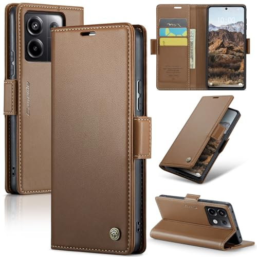 Rerzoiro Cover per Xiaomi Redmi Note 13 Pro 5G (Non per 4G)/Poco X6 5G Custodia Portafoglio[Blocco RFID]Pelle PU Wallet Case Flip Libro con Porta Flip Case per Redmi Note 13 Pro 5G/Poco X6 5G, Marrone