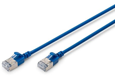 DIGITUS LAN Kabel Cat 6A – 1m – Slim Version AWG 32/7 – 10 Gbit/s – RJ45 Netzwerkkabel – F/FTP – PoE+ – LSZH – Kompatibel zu Cat7, Cat6, Cat5e – Blau