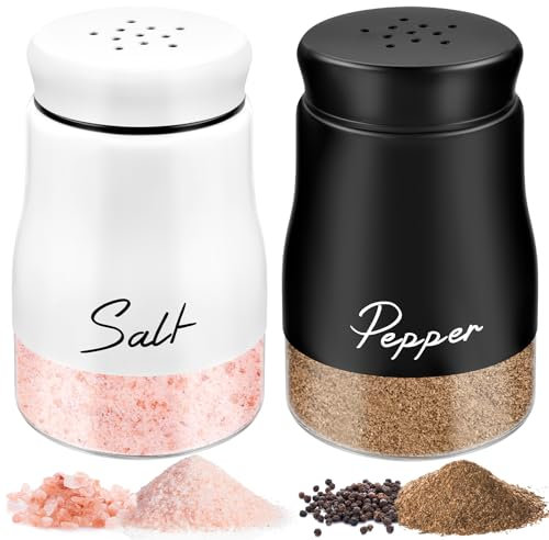 MINISOISO Saliera e Pepiera Set, 2 Pezzi 120ml Sale e Pepe in Vetro con Coperchio in Acciaio Inossidabile, Saliera da Tavola, Sale e Pepe Set in Vetro per Cucina, Barbecue, Ristorante