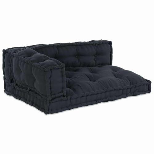 vidaXL Pallet Sofa Kissen 3 STK. Stoff Anthrazit 120 x 80 x 38 cm | Super easy zu reinigen und frisch zu halten, Robuste Baumwolle, die lange durchhält, Stylischer und minimalistischer Look