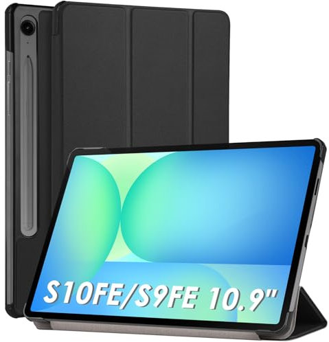 WD&CD Custodia Compatibile per Samsung Galaxy Tab S10 FE / S9 FE 10.9, Ultra Sottile PU leather Smart Pelle Cover con la Funzione Compatibile per Samsung Galaxy Tab S10 FE / S9 FE 10.9, Nero
