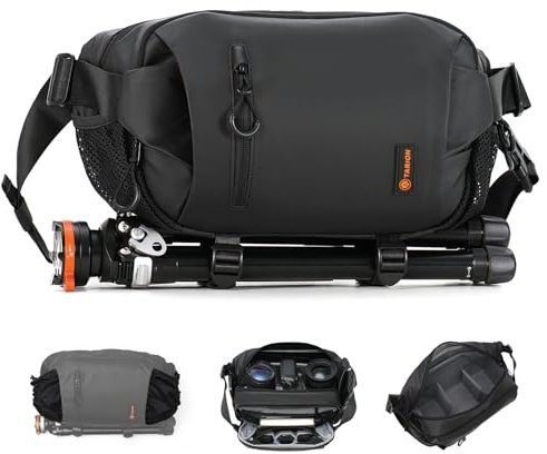 TARION Kameratasche Sling Herren Fototasche: 2-in-1 Sling Tasche Kamera Umhängetasche Klein Spiegelreflex Schutertasche Kompakt für DSLR SLR Objektive Stativ Zubehör Xprober
