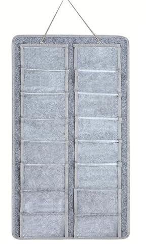 BODOBTF 1 x Sonnenbrillen-Aufbewahrungstasche, zum Aufhängen, Filz, Brillen-Organizer, Display, staubdicht, 16 PVC-Taschen, Ständer, Brillenbox (A1)