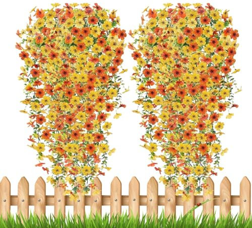 shjxi Künstliche Pflanzen für den Außenbereich, grüne Weinrebe, 75 cm, lebendige künstliche Blumen, hängende Dekoration, 2 Stück, ausgezeichnet für Hof, Tür, Terrasse, Ostern
