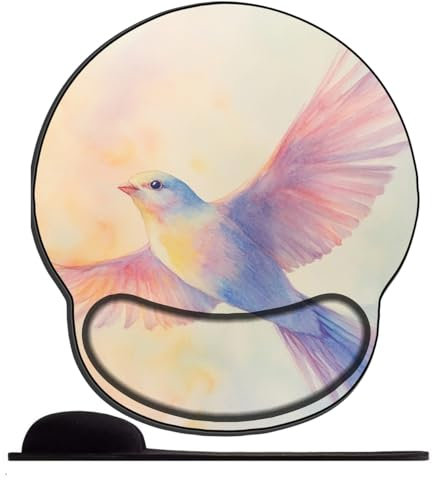 Tapis De Souris avec Repose Poignet en Gel Oiseaux Volants colorés Ergonomique Confort avec Repose-Poignet Gaming Mouse Pad pour Ordinateur et Ordinateur Portable