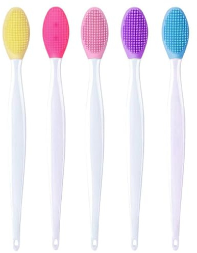 5 Pcs Lip Scrub Brush Double-Sided Silicone Exfoliating Tool Mini Soft ​Lip Brush Cleaner for Men Women