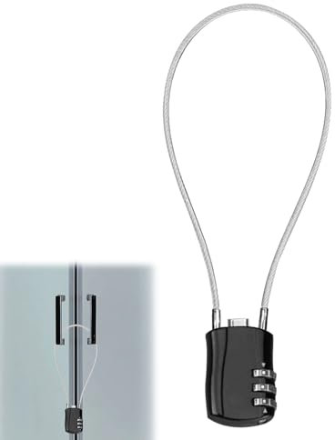 3 Digit Combination Bike Lock Cable, Small Chain and Padlock, Safety Chain Lock with 51 cm Steel Long Cable Bold, As a Flexible Wire Padlock for Luggage Suitcase, Toolbox, 3 mm Diameter, Black