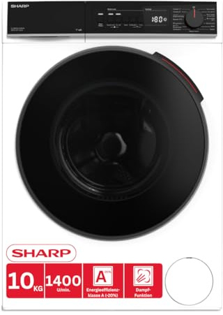 Sharp ES-WNFB014CWDA-DE Waschmaschine 10 kg – Energieeffizienzklasse A (-20%), 1400 U/Min, Dampffunktion, WiFi, Schnellwaschgang, AquaStop, DoubleJet, weiß
