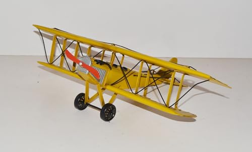JS Garten Deko Blechflugzeug Nostalgie Modellflugzeug Oldtimer Marke Havilland Flugzeug Doppeldecker L 40 cm