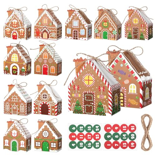 Coptiner 24 Pcs Advent Calendar 2025,Reusable Christmas Countdown Calendars Numbered Empty Houses Boxes,Make Your Own Advent Calendar for DIY Xmas Decorations Kids & Adults