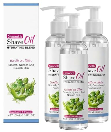 QPJUVC Smooth Shave Oil für Frauen und Männer, Vor- und Nachbehandlung mit Vitamin E, Oliven- und Jojobaöl, feuchtigkeitsspendend, pflegend, hautberuhigend, für Gesicht, Körper und Beine (3)
