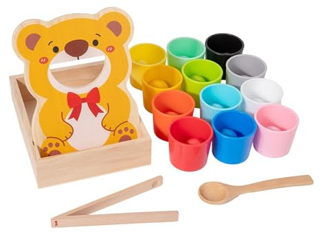 Harilla Regenbogenbälle in Bechern – Kleinkindspielzeug aus, Zuordnungsspiele, Zahlen zählen, frühkindliche Bildung, Farben sortieren und zählen, mit 12 Bällen