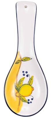 Ceramic Spoon Rest with Painted Lemon, Handcrafted Style - SF91 (Yellow)