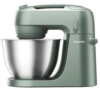 Kenwood Go - Impastatrice Planetaria Compatta 4L, in dotazione 3 Fruste in Metallo, Paraspruzzi girevole, 6 Velocità, 800W, Verde (KZM35.000GR)