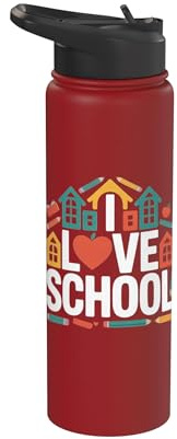 I Love School Houses Books Matite mele Stainless Steel Insulated Water Bottle