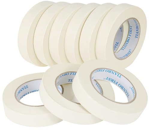 Tianbo First Universell Abdeckband, 24 mm X 55 m, 9 Rollen, Kreppband, Malerkrepp creme für Dekoration, Malerarbeiten, Zuhause und Büro, einsatzbar, rückstandsfrei