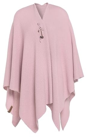 KNIT FACTORY - Jazz Poncho - Elegant Gestrickter Damen Cape - Wickelschal mit Wolle - Hochwertige Qualität - Rosa