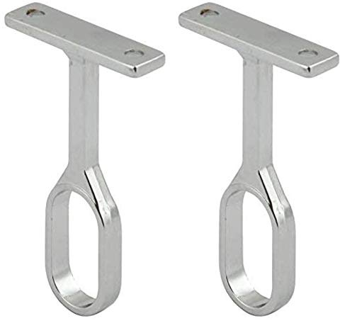 OVAL WARDROBE RAIL CENTRE SUPPORTS Brackets 15mm Wide Polished Chrome Finish x2