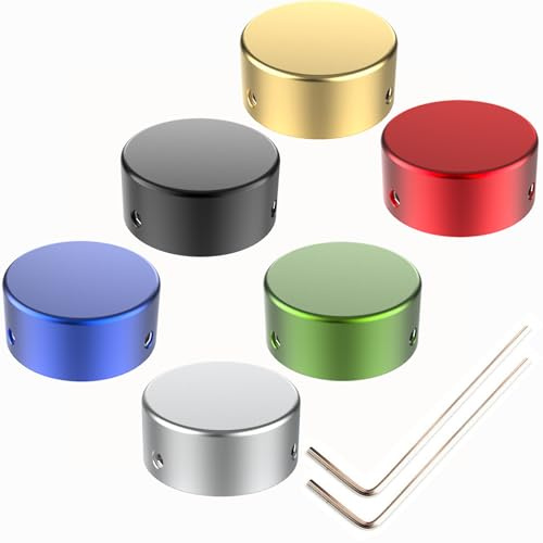 SOLUTEK Pedal-Fußschalter-Topper mit 3 Schrauben und Gummi-Einsatz, passt fest auf gängige Pedalschalter (10 mm), rot, silber, schwarz, gold, blau, grün, 6 Stück