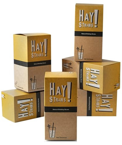 HAY! Straws | 3000ct. Bulk Straws | 7.75 | 100% Compostable, 100% Plant-Based, Never Soggy, Gluten-Free | Sustainable Alternative to Plastic & Bioplastic Straws