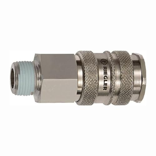 RIEGLER 141555-241.44-E Schnellverschlusskupplung NW 10, Stahl/Messing vern., R 3/4 AG, 1Stk