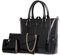 Chikencall® - Set di 3 borse da donna in pelle verniciata, Nero (Nero ), Taglia unica