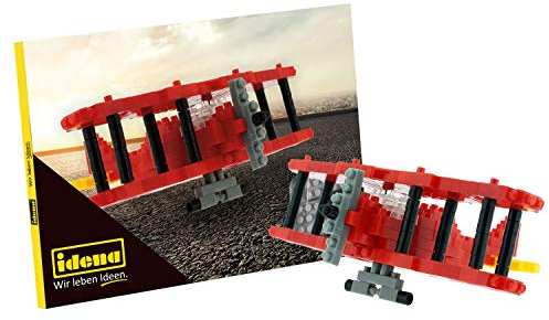 Idena 40141 - Postkarte Doppeldecker mit einem 3D Modellbauset mit 214 Original Brixies Minibausteinen, Schwierigkeitsgrad 1, Grußkarte oder Mitbringsel für Kinder und Erwachsene