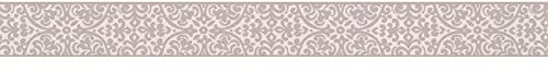 Ornament Tapeten Bordüre in Weiß Grau | Selbstklebende Tapetenbordüre im Barock Stil | Wohnzimmer und Schlafzimmer Vliestapete mit Vinyl