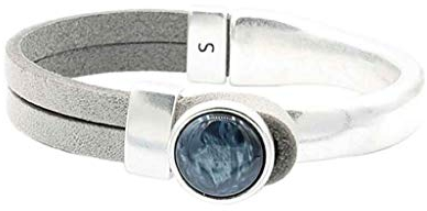 QOSS Armband GWEN grau Stein jeansblau Größe L