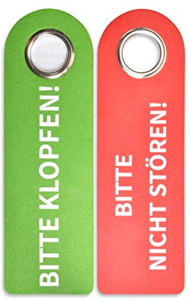 2 Bitte KLOPFEN/Bitte Nicht STÖREN Türgriffschilder - 270 x 85 x 5mm - Poly-Filz & Metallschutzring - Frei Besetzt - Türschild Badezimmer Schlafzimmer - Statusanzeiger - Vielseitig einsetzbar