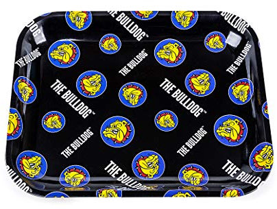 The Bulldog Amsterdam Rolling Tray | Extra Large vassoi in metallo | Nero Premium Bulldog Logo All Over Design