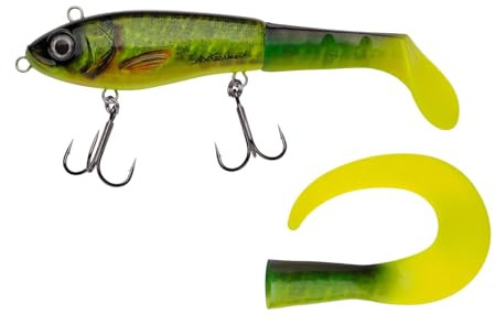 Abu Garcia Svartzonker McHybrid Hechtköder – Hybrid Hard Soft Swimbait – Köder mit Paddle Tail und Curl Tail